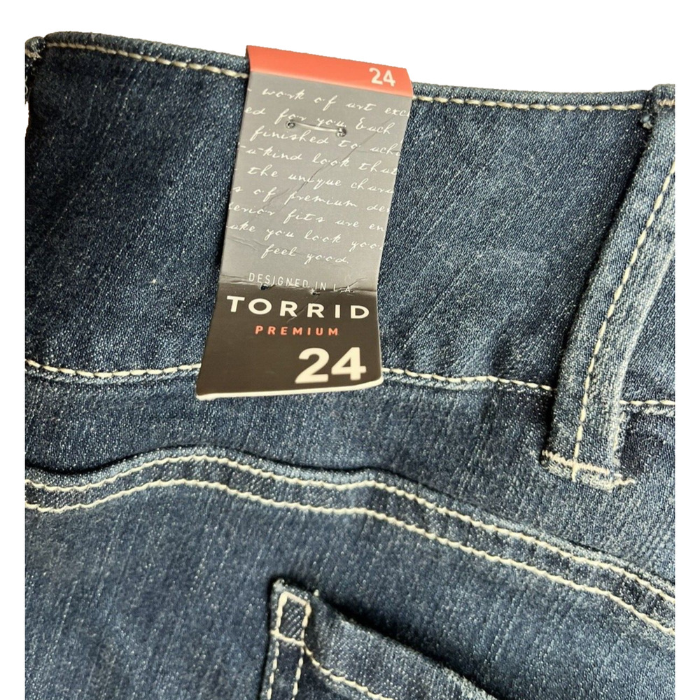 Torrid Capris SZ 24 NEW Lycra Super Stretch Crop Legging Blue Denim Rolled Cuffs - Picture 5 of 16